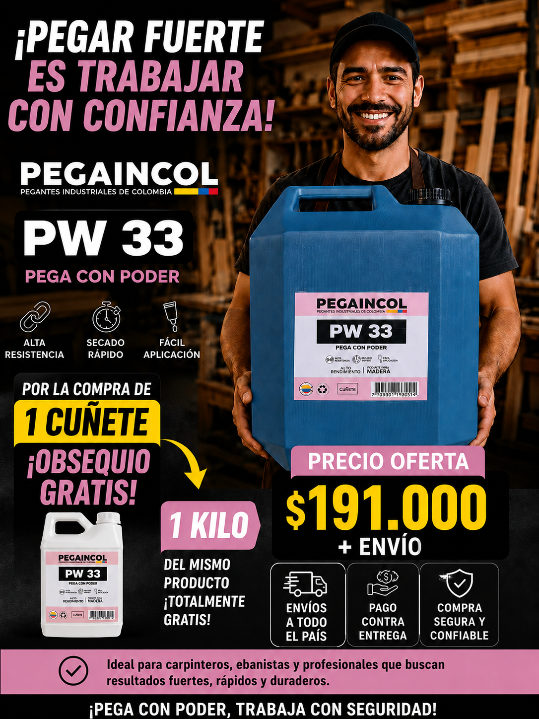 oferta cuñete pegante pw 33 1