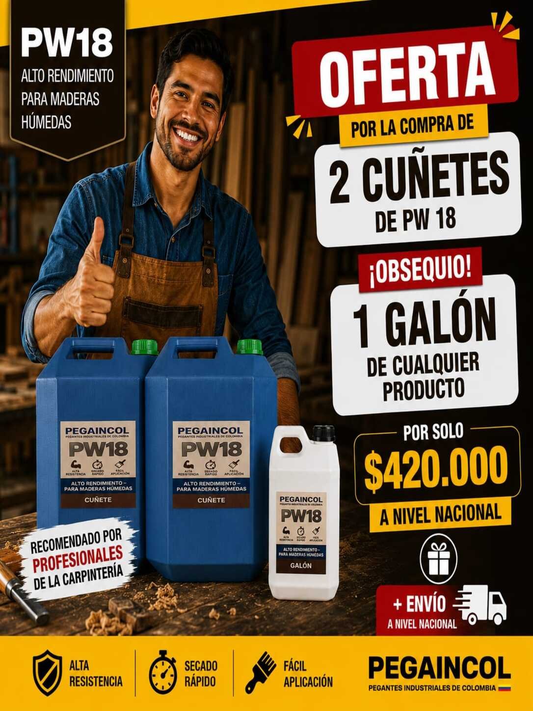 Promocion 2 cuñetes Pw 18 Cafe